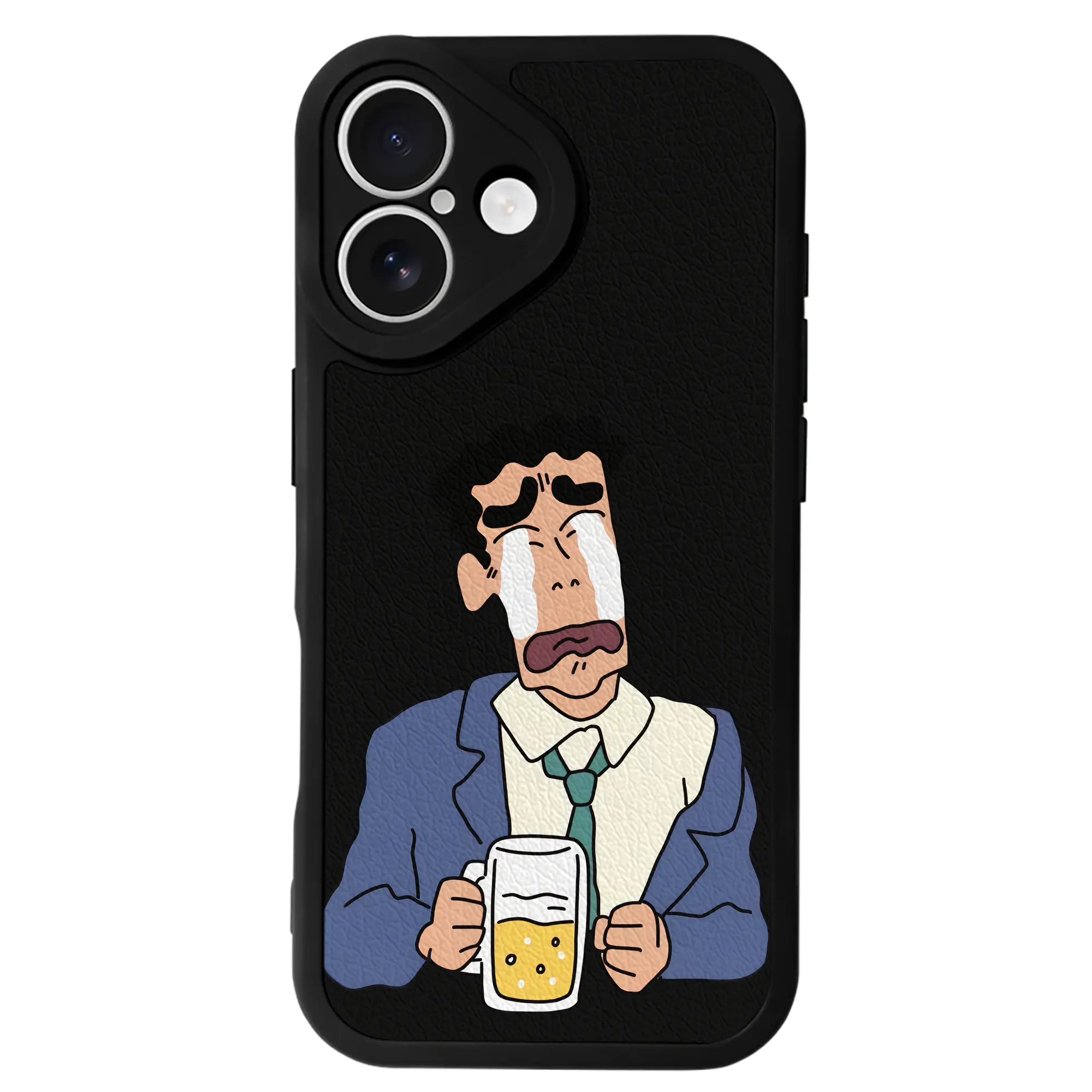 クレヨンしんちゃん グッズ 野原 ひろし - IPhone 16シリーズ対応 ・ シリコンスマホケース ・ レザー調 ・ 高精度フィット ・ 耐衝撃 ・ ワイヤレス充電対応 ・ 精密カット